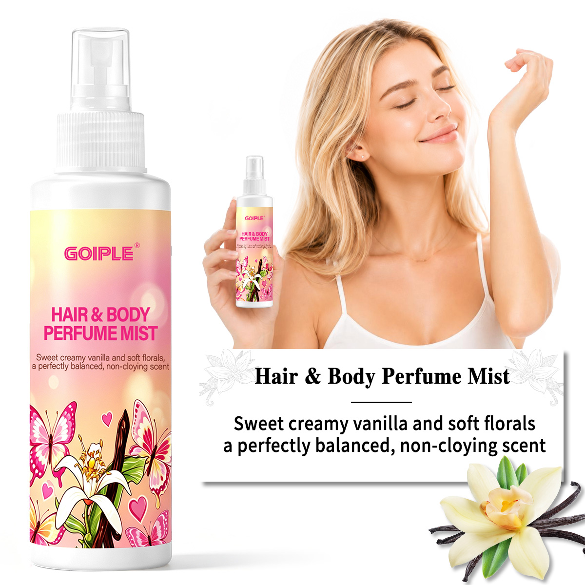 Perfume Fragrance Mist - ヘア＆ボディパフュームミスト ボディスプラッシュ 肌のような軽さ 長続きする香り 髪の輝きを高める ナチュラルで持ち運びやすい