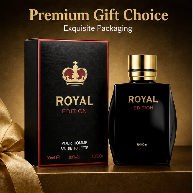 Perfume Fragrance Perfume - ベストセラーのメンズ香水 ロイヤルエディション 100ml - フレッシュウッディの香り。 ダークブラウンのボトルに金色のキャップが付いています。
