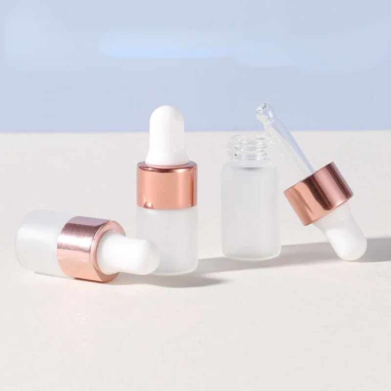 Rose Water Spray - ポータブルゴールドガラスフロストボトル,トラベルエッセンシャルオイルフレグランスボトル,容量1ml 2ml 3ml