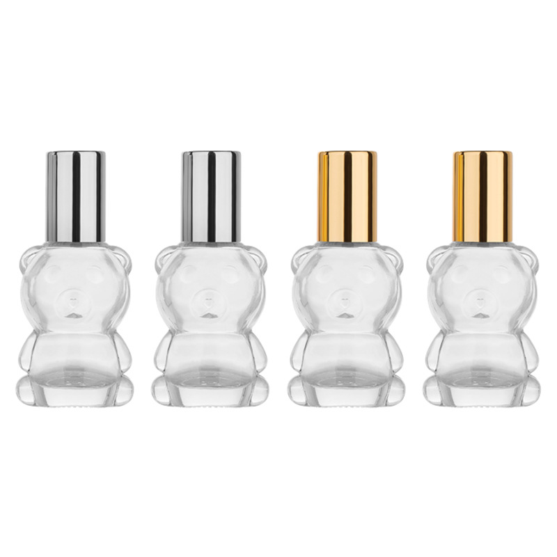 Perfume Fragrance Liquid - エッセンシャルオイルガラスボトル空のクリアクマ型スチールローラーボールバイアル詰め替え化粧包装 8 ミリリットル香水ロールオンボトル