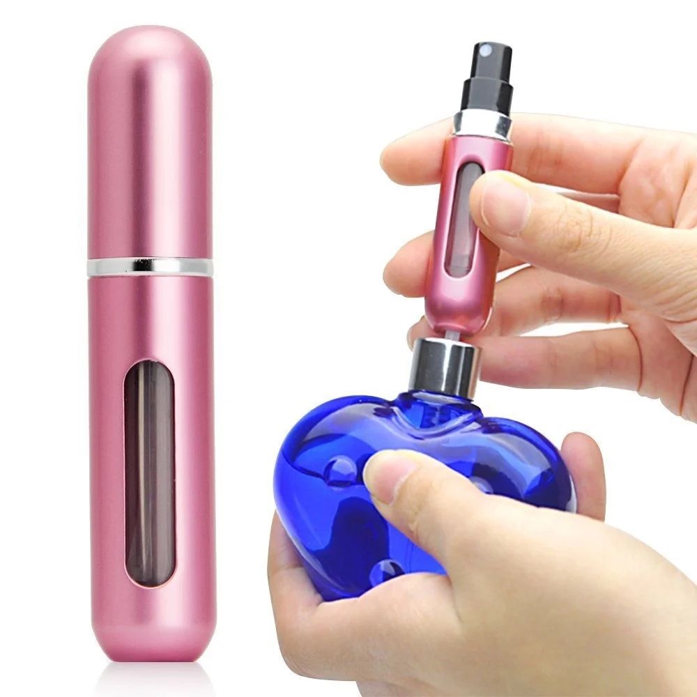 Perfume Fragrance Dispenser - 新しいホット5個セットポータブル5ミリリットル香水詰め替えボトル詰め替え可能なスプレー香りポンプ空のアトマイザー化粧品容器旅行ギフト