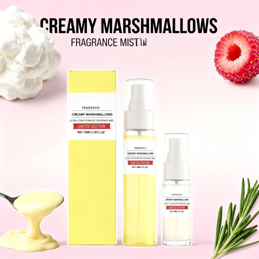 Perfume Fragrance Mist - クリーミーなマシュマロの香りの香水ミスト、甘く温かいグルメな香り、超濃縮ラズベリー、キャラメル/バニラの女性用フレグランススプレー