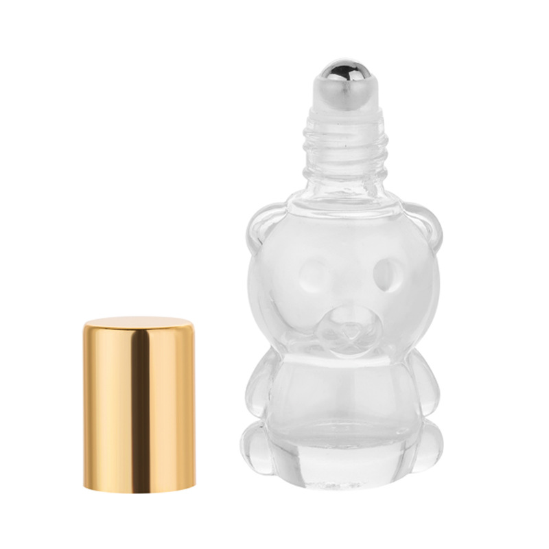 エッセンシャルオイルガラスボトル空のクリアクマ型スチールロー - Perfume Fragrance Liquid のレビューと価格